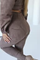 Legginsy damskie BG Button | cappuccino