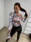 Bluzka SKIN print animal – miętowo-pomarańczowy