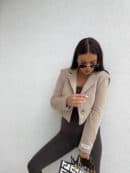 Marynarka dresowa SLIM - ciemny beż