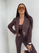 Marynarka dresowa SLIM - czekoladowa