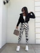 Legginsy GYM print zebra – biało-czarna
