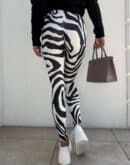 Legginsy GYM print zebra – biało-czarna