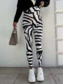 Legginsy GYM print zebra – biało-czarna