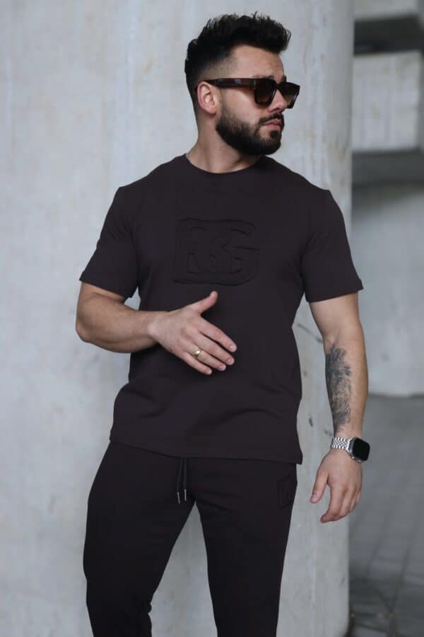 T-Shirt męski BG Origami | gorzka czekolada