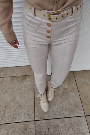 Spodnie woskowane KARL - ivory