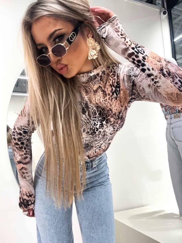 Bluzka SKIN print snake – beżowy