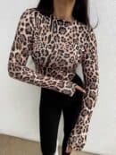 Bluzka SKIN print pantera – czekoladowo-czarna