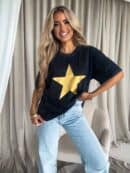 Dekatyzowany T-shirt STAR - czarny