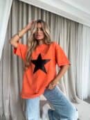 Dekatyzowany T-shirt STAR - pomarańczowy