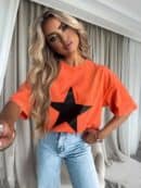 Dekatyzowany T-shirt STAR - pomarańczowy