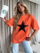 Dekatyzowany T-shirt STAR - pomarańczowy