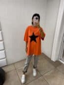 Dekatyzowany T-shirt STAR - pomarańczowy