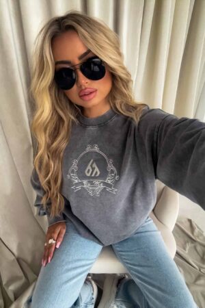 Dekatyzowana bluza QUEEN - szara