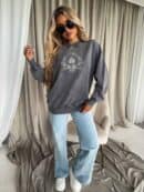 Dekatyzowana bluza QUEEN - szara