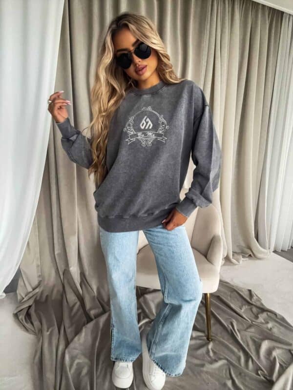 Dekatyzowana bluza QUEEN - szara