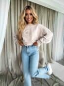 Dekatyzowana bluza QUEEN - jasny beż