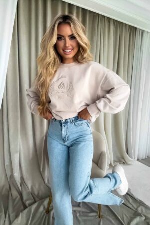 Dekatyzowana bluza QUEEN - jasny beż