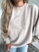 Dekatyzowana bluza QUEEN - jasny beż