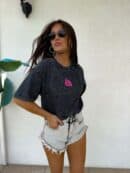 Dekatyzowany t-shirt MONETTE - czarny Dekatyzowany t-shirt MONETTE - czarny