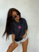 Dekatyzowany t-shirt MONETTE - czarny Dekatyzowany t-shirt MONETTE - czarny