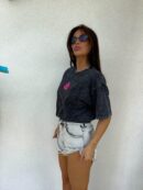 Dekatyzowany t-shirt MONETTE - czarny Dekatyzowany t-shirt MONETTE - czarny