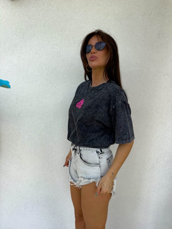 Dekatyzowany t-shirt MONETTE - czarny Dekatyzowany t-shirt MONETTE - czarny