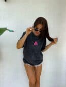 Dekatyzowany t-shirt MONETTE - czarny Dekatyzowany t-shirt MONETTE - czarny