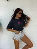 Dekatyzowany t-shirt MONETTE - czarny Dekatyzowany t-shirt MONETTE - czarny