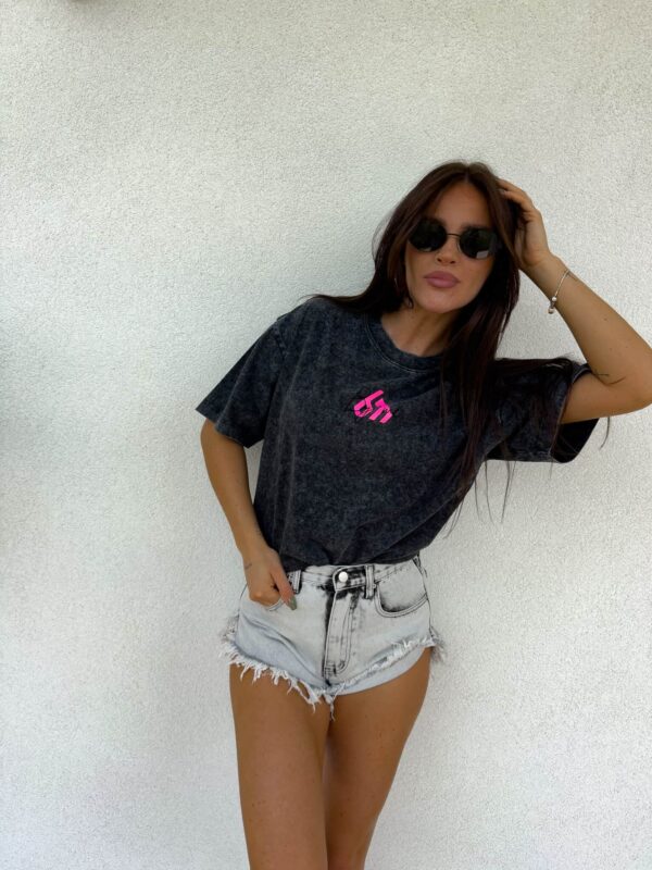 Dekatyzowany t-shirt MONETTE - czarny Dekatyzowany t-shirt MONETTE - czarny