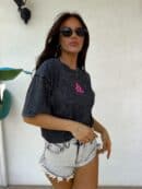Dekatyzowany t-shirt MONETTE - czarny Dekatyzowany t-shirt MONETTE - czarny