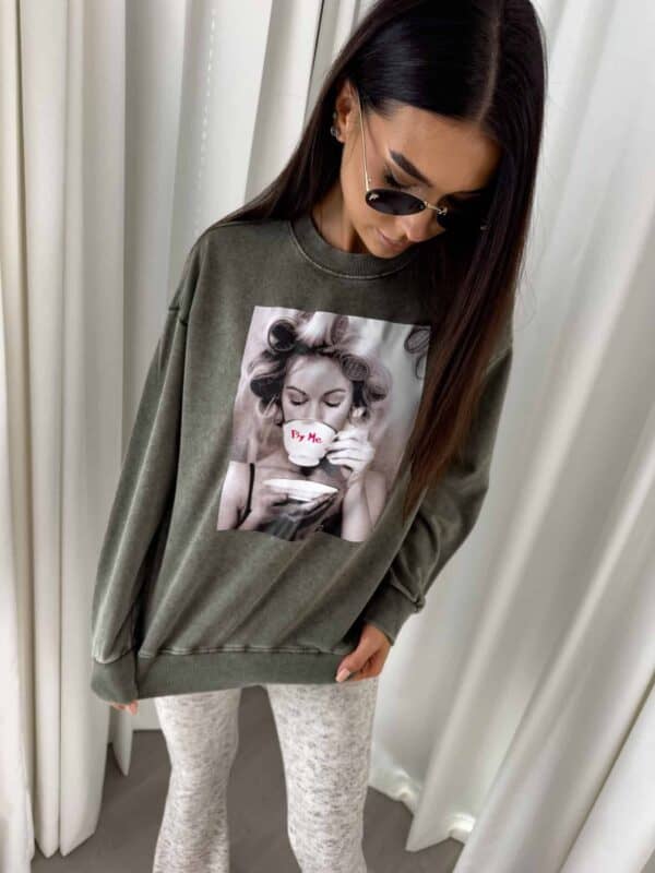 Dekatyzowana bluza ROLLER - khaki