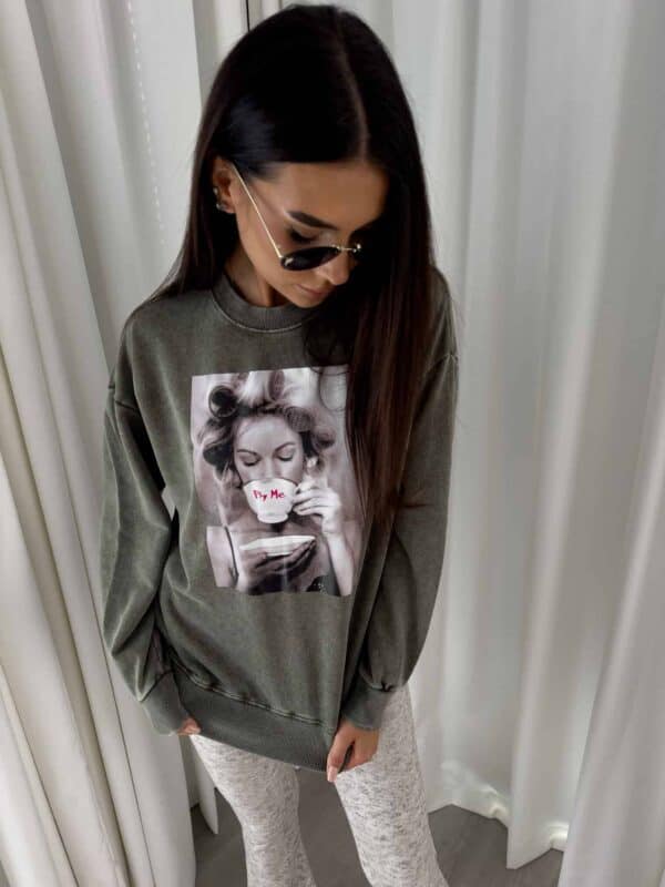 Dekatyzowana bluza ROLLER - khaki