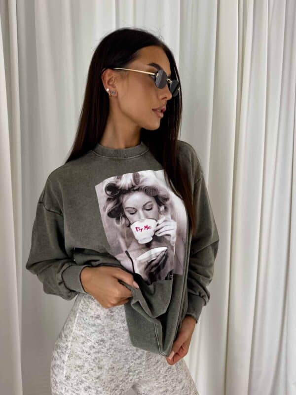 Dekatyzowana bluza ROLLER - khaki
