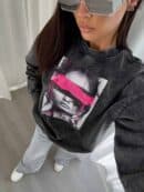 Dekatyzowana bluza LOCK - czarna