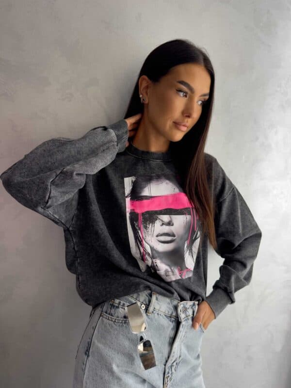 Dekatyzowana bluza LOCK - czarna