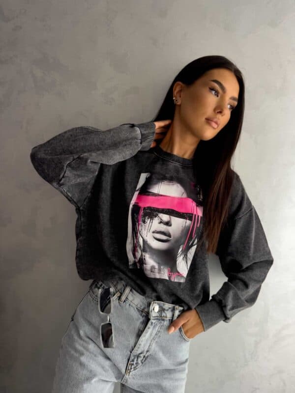 Dekatyzowana bluza LOCK - czarna