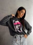 Dekatyzowana bluza LOCK - czarna