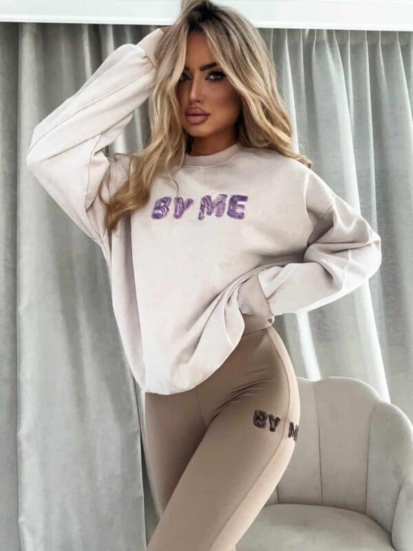 Dekatyzowana bluza POWER - jasny beż