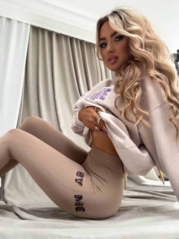 Dekatyzowana bluza POWER - jasny beż