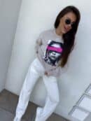Dekatyzowana bluza LOCK - jasny beż