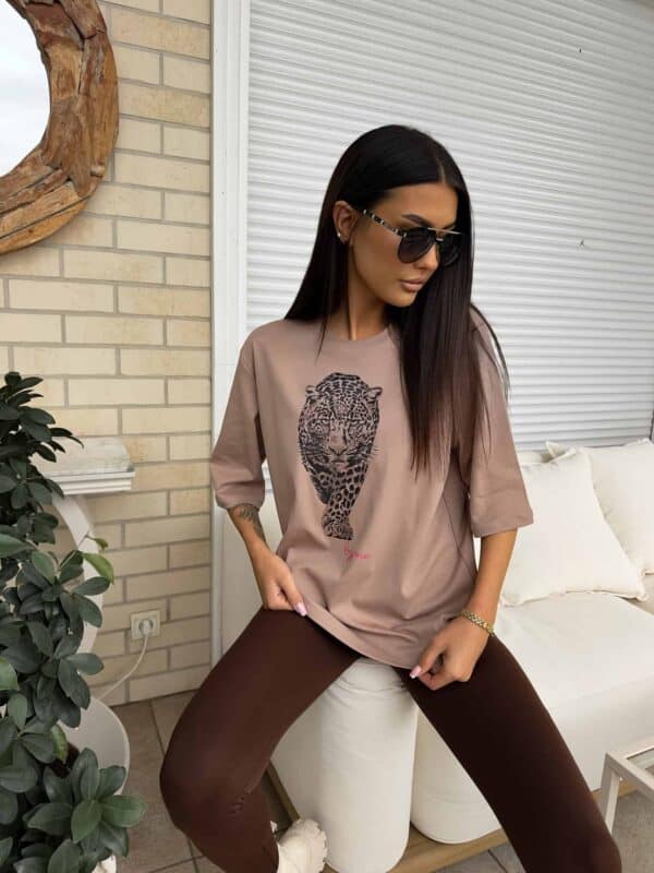 T-SHIRT MEDIUM TIGER - mokka