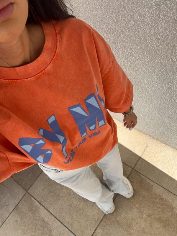 Dekatyzowany t-shirt BALEN - pomarańczowy