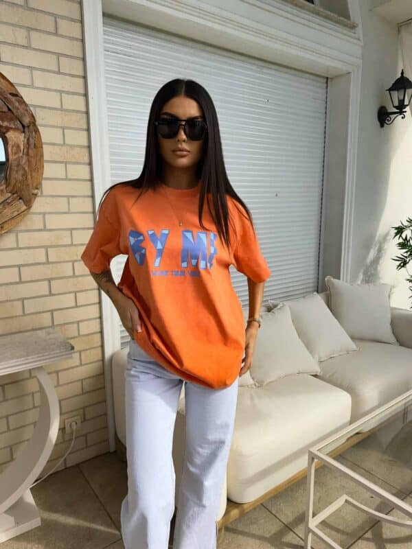 Dekatyzowany t-shirt BALEN - pomarańczowy