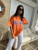 Dekatyzowany t-shirt BALEN - pomarańczowy