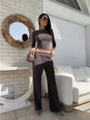 Spodnie LAMIA – czekoladowe