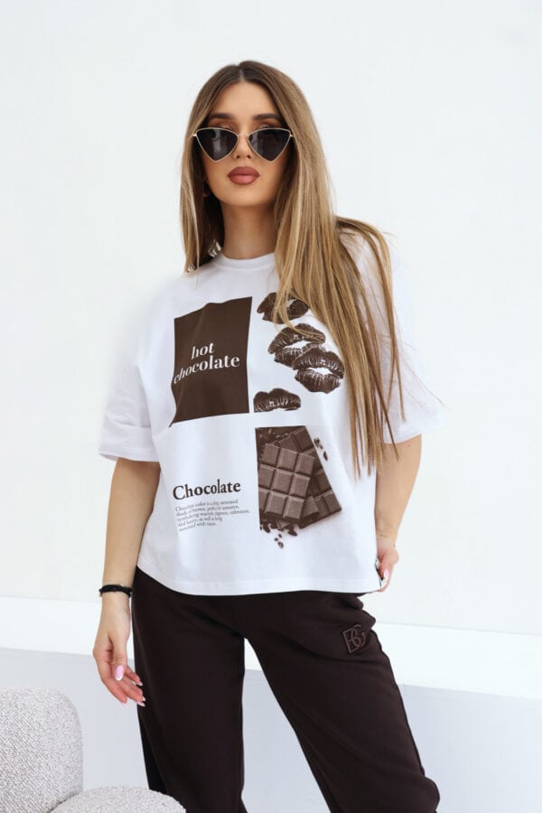 T-Shirt damski BG Choco | biały T-Shirt damski BG Choco | biały