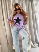 Dekatyzowany t-shirt STAR - jasny fiolet