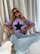 Dekatyzowany t-shirt STAR - jasny fiolet