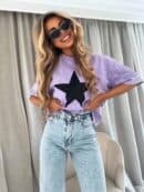 Dekatyzowany t-shirt STAR - jasny fiolet