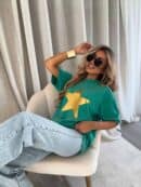 Dekatyzowany t-shirt STAR - zielony